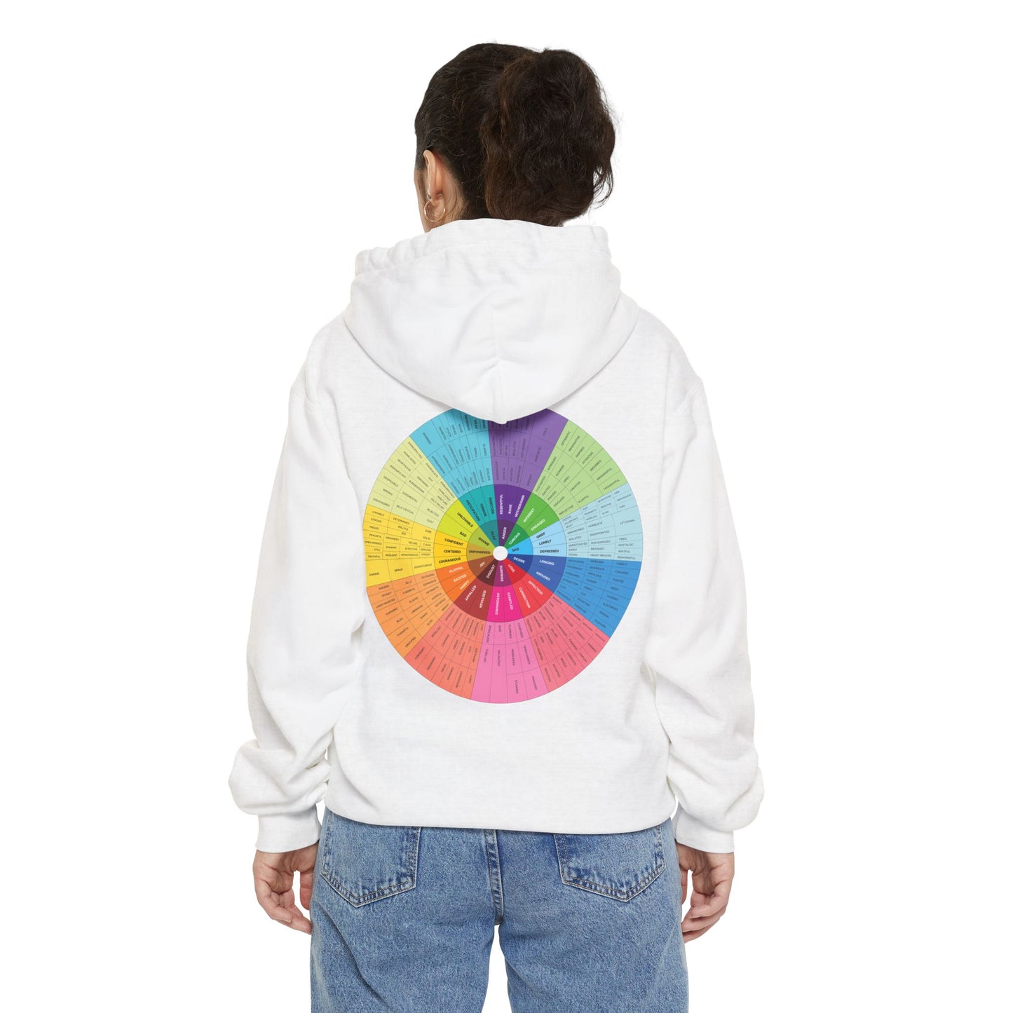Unisex Garment-Dyed Hoodie with Inspirational Text and Color Wheel Design