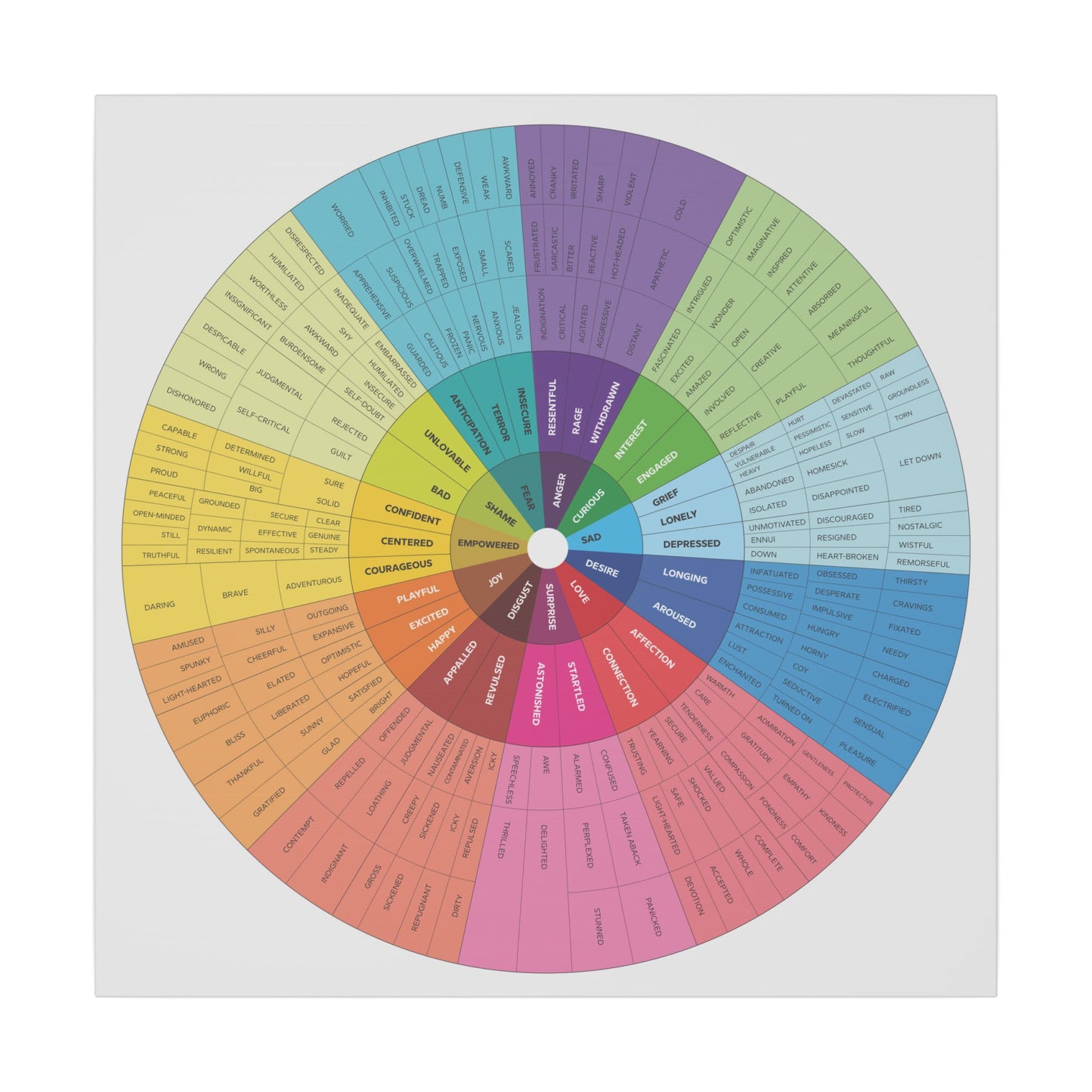 Emotional Intelligence Giclée Print Canvas - Colorful Emotions Wheel Wall Art