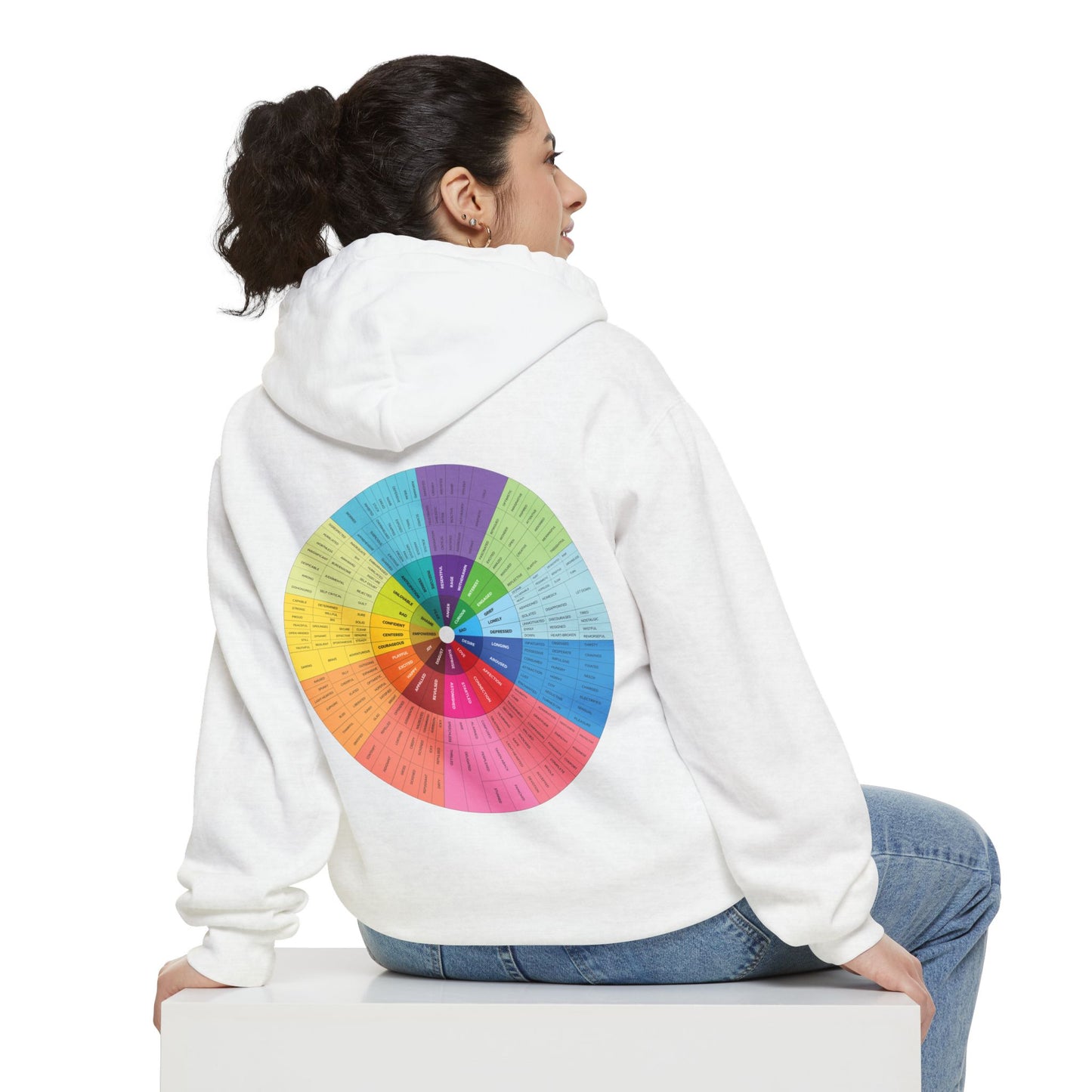 Unisex Garment-Dyed Hoodie with Inspirational Text and Color Wheel Design