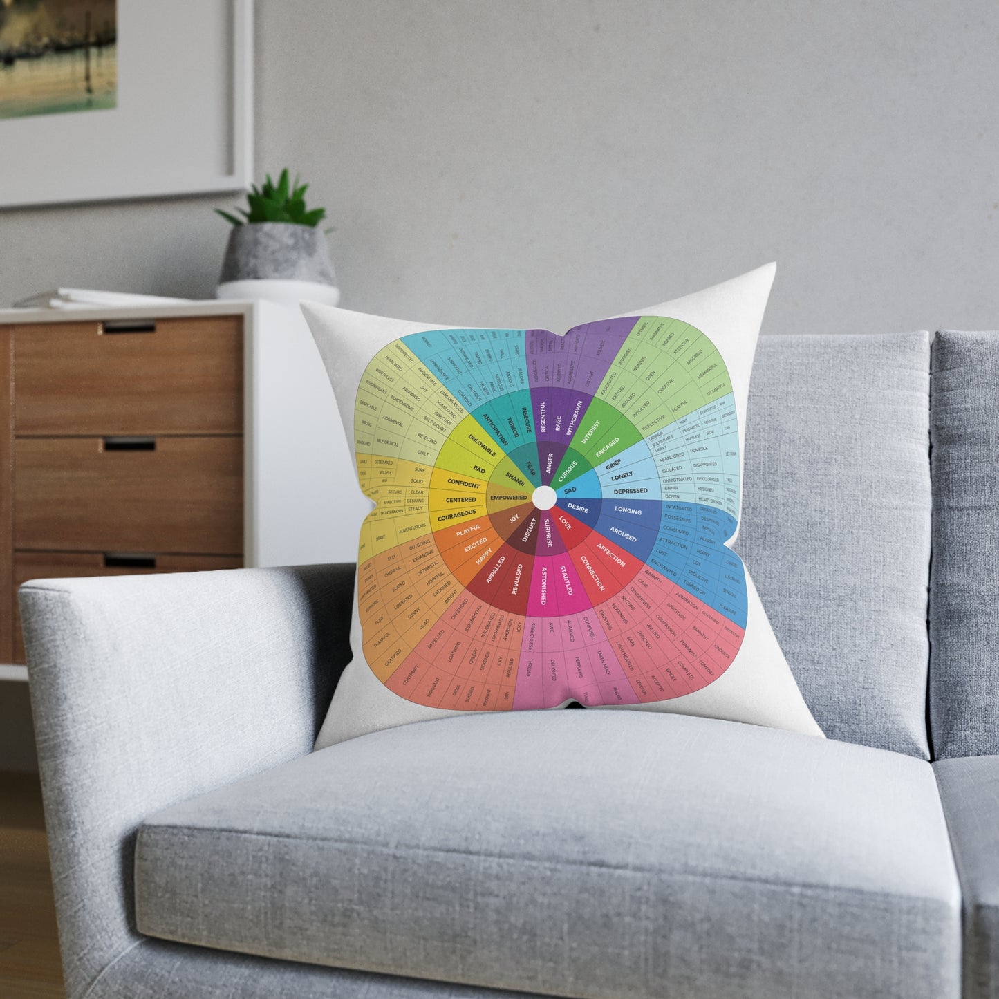 Emotional Support Square Pillow - Colorful Mood Chart Design