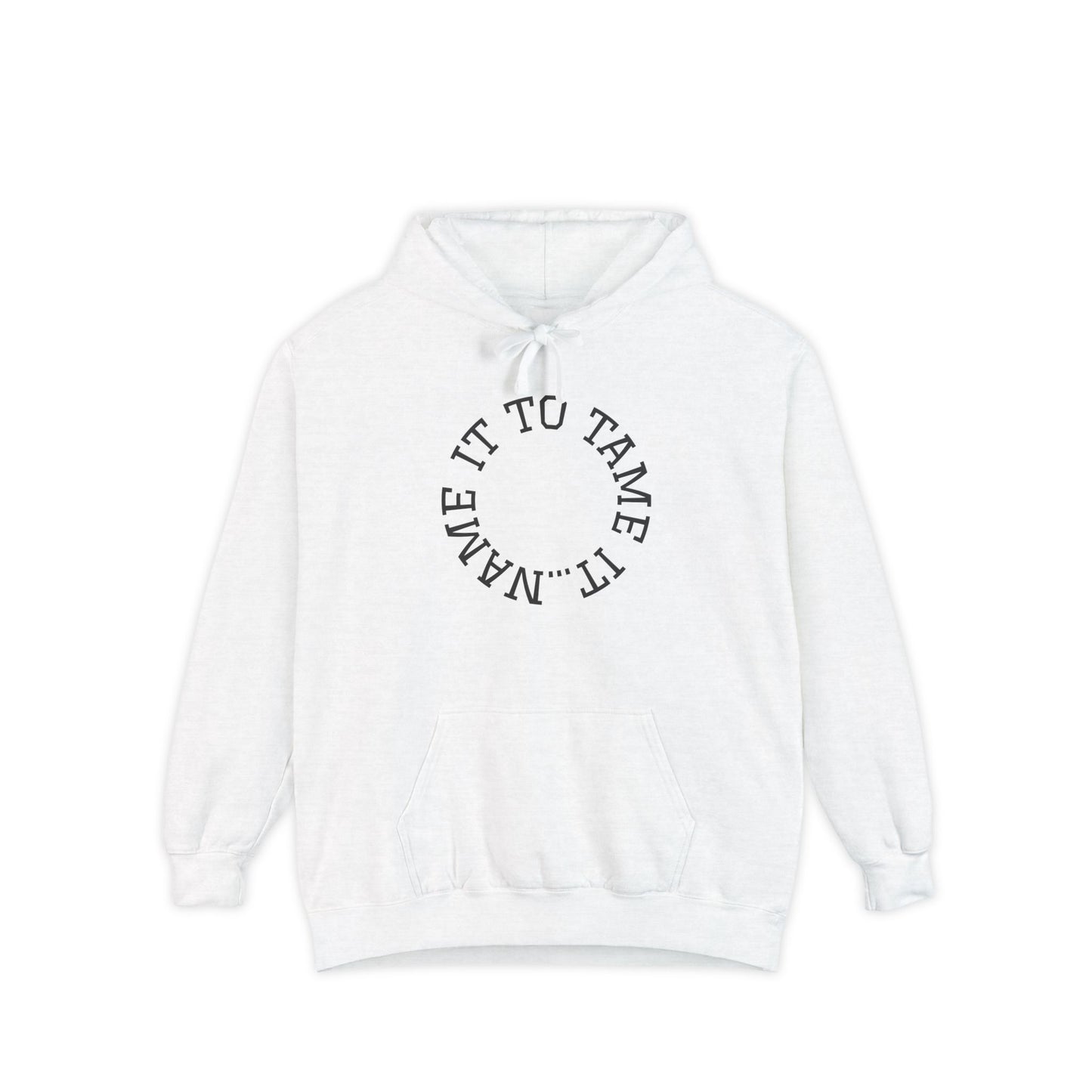 Unisex Garment-Dyed Hoodie with Inspirational Text and Color Wheel Design