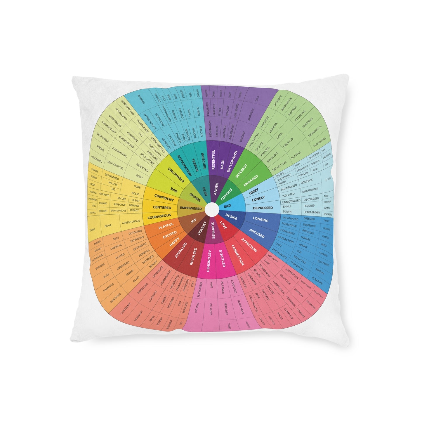 Emotional Support Square Pillow - Colorful Mood Chart Design